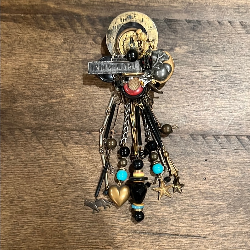 Artist-Signed Bohemian Brooch/Bolo Necklace
